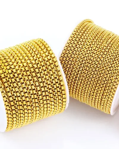 Alternative view of 1Pcs 2-5MM Simple Golden Rounded Stainless Steel Box Chain Wholesale