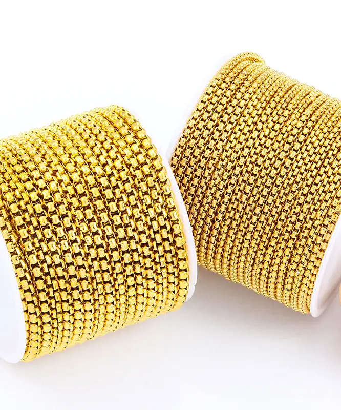 Simple Golden Rounded Stainless Steel Box Chain Wholesale 7