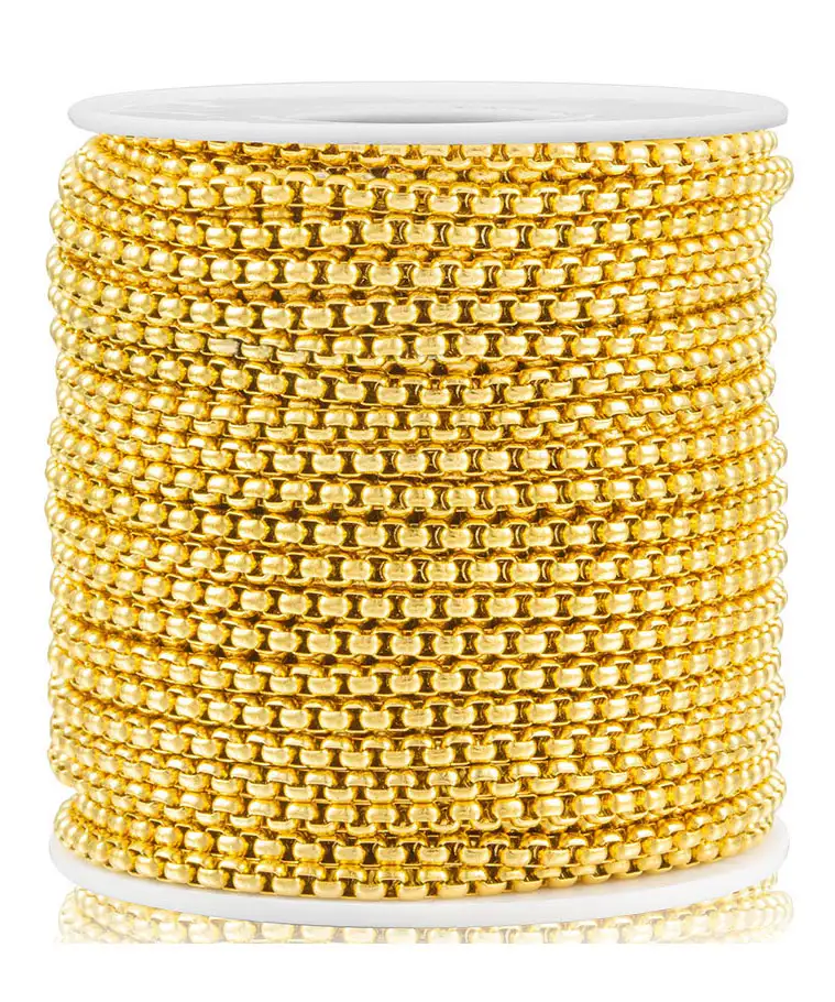 Simple Golden Rounded Stainless Steel Box Chain Wholesale 8