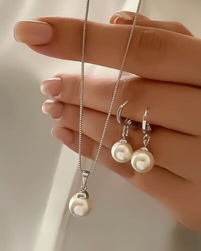 Simple Pearl Necklace Earring Set Wholesale