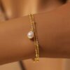 Simple Spacer Beads Freshwater Pearl Bracelet S925 Silver