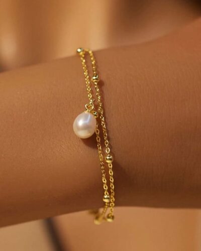 Simple Spacer Beads Freshwater Pearl Bracelet S925 Silver