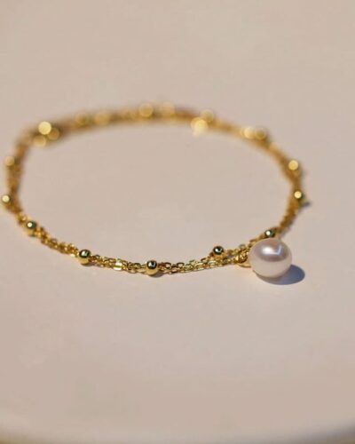Simple Spacer Beads Freshwater Pearl Bracelet S925 Silver
