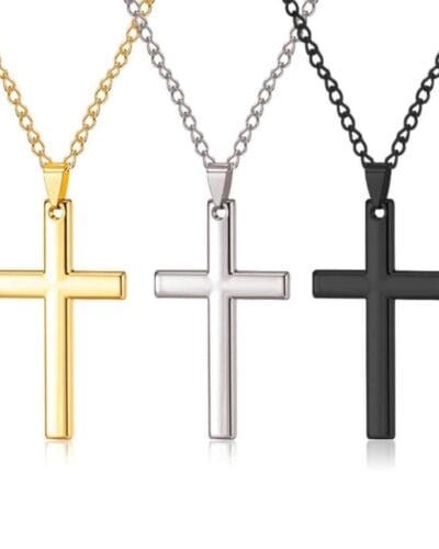 Simple Stainless Steel Cross Necklace Mens Women Bulk 1