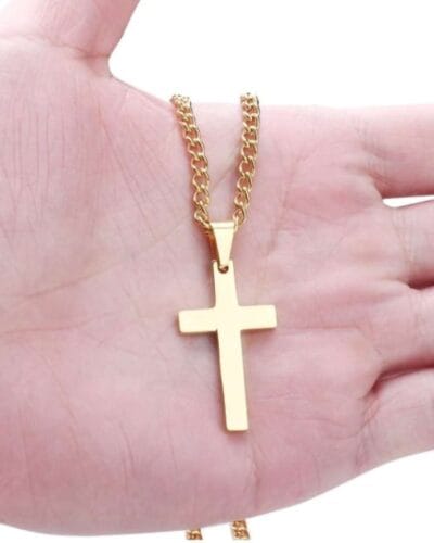 Simple Stainless Steel Cross Necklace Mens Women Bulk 4