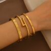 Simple Stainless Steel Gold Plated Bracelet for Women