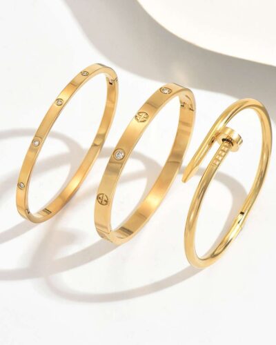 Alternativní pohled na Simple Stainless Steel Gold Plated Bracelet for Women