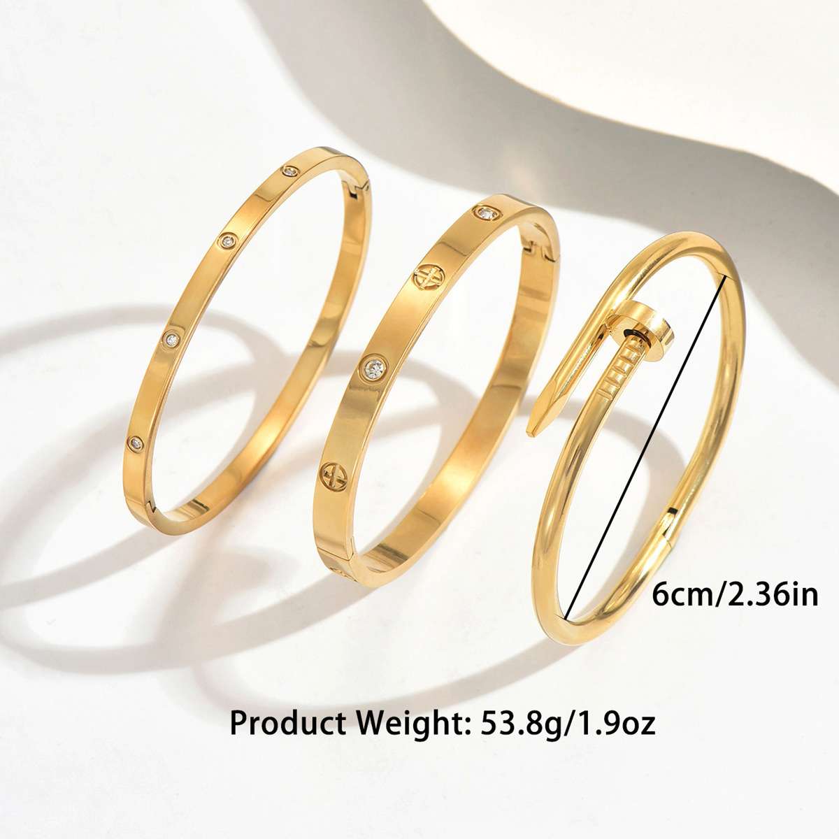 Simple Stainless Steel Gold Plated Bracelet for Women 4