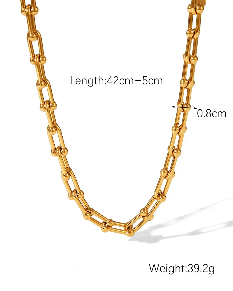 Simple U Shaped Horseshoe Clasp Stainless Steel Womens Chain 5