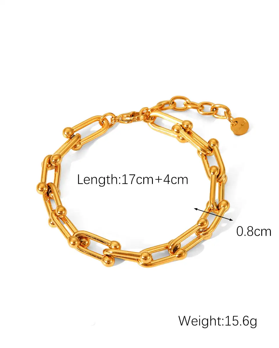 Simple U Shaped Horseshoe Clasp Stainless Steel Womens Chain 6