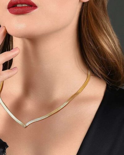 Simple Unisex Snake Chain V-Shaped Necklace