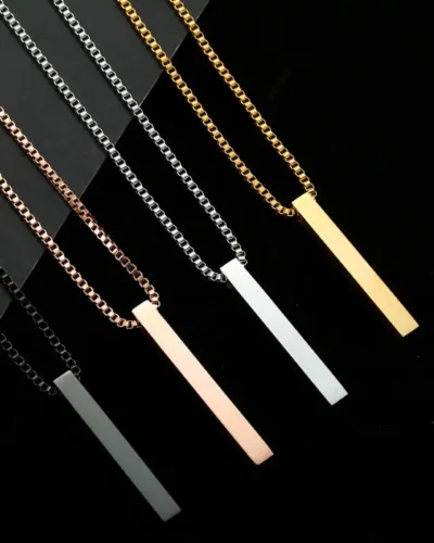 Simple Unisex Stainless Steel Bar Pendant Necklace