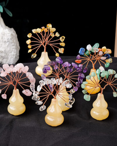 Small Crystal Ornaments Tree with Gourd-Shaped Base