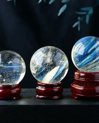 Smelting Yellow Crystal Spheres with Stand Wholesale