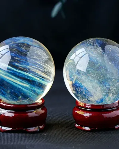 Smelting Yellow Crystal Spheres with Stand Wholesale