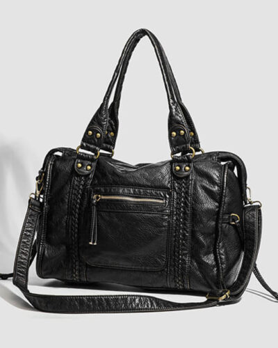 Large Black Leather Tote Bags Retro Hobo Shoulder Bags