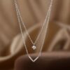 Sparkling Double Layer V-Shaped Silver Stackable Necklaces