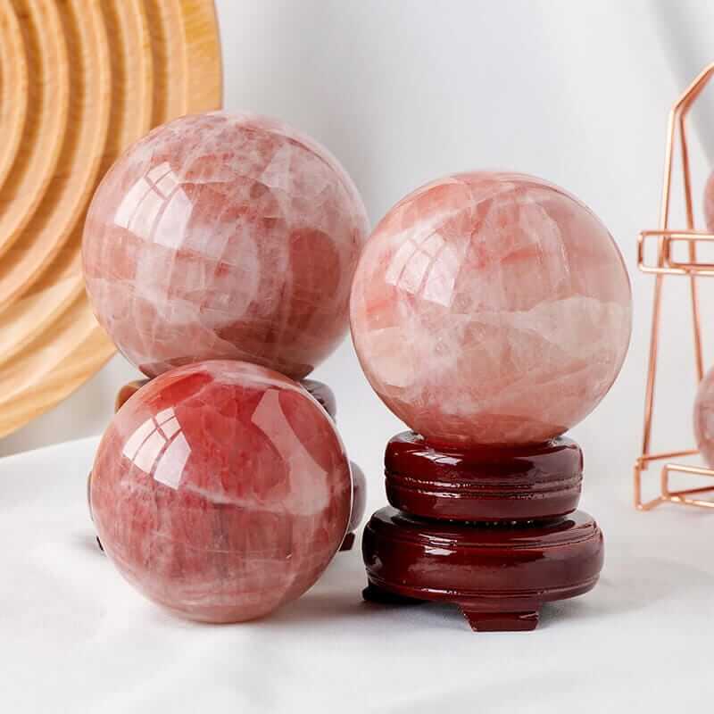 Sphere Gems Red Calcite Authentic Crystal Ball