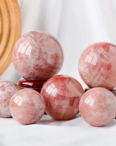 Sphere Gems Red Calcite Authentic Crystal Ball