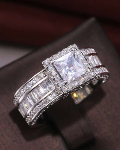 Square Copper Zircon Fashion Ring Wholesale