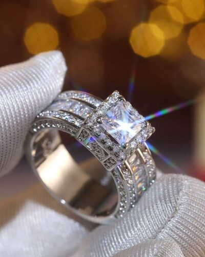 Square Copper Zircon Fashion Ring Wholesale