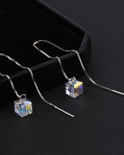 Square Pendant Earring with Tassel Design