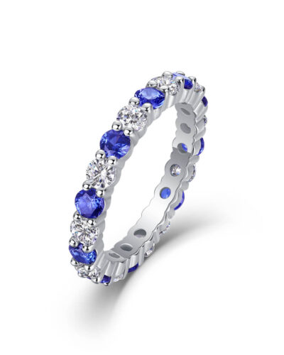 Stacking May Birthstone Ring 925 Sterling Silver Engagement Wedding Band