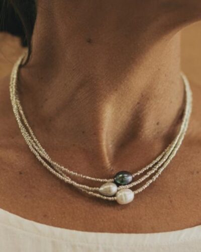 Stackable Retro Freshwater Rice Pearl Necklace