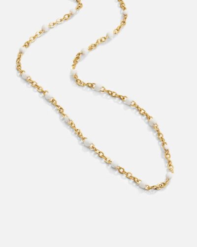 Stackable White Beaded Ball Chain Necklace Choker for DIY Jewelry