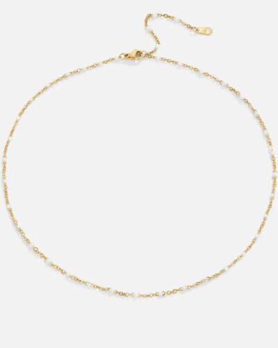 Stackable White Beaded Ball Chain Necklace Choker for DIY Jewelry