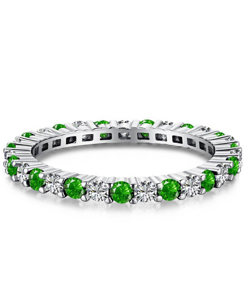 Stacking May Birthstone Ring 925 Sterling Silver Engagement Wedding Band - Image 7