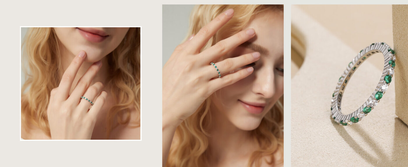 Stacking May Birthstone Ring 925 Sterling Silver 11