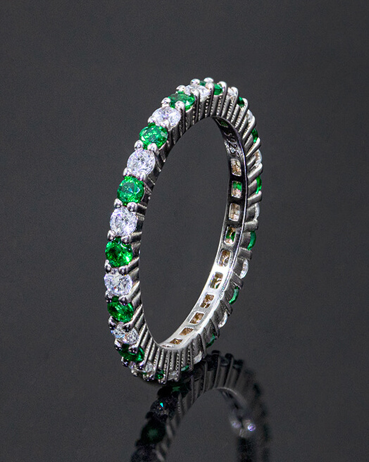 Stacking May Birthstone Ring 925 Sterling Silver Engagement Wedding Band - Image 6