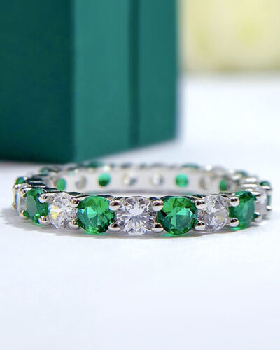 Alternative view of Stacking May Birthstone Ring 925 Sterling Silver Engagement Wedding Band