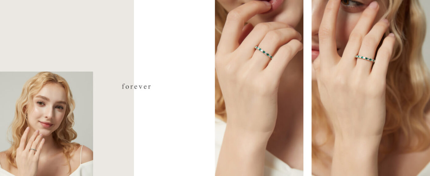 Stacking May Birthstone Ring 925 Sterling Silver 9