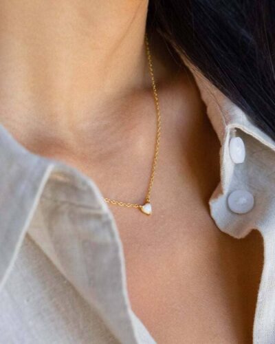 Stainless Steel 12 Month Birthstones Heart Solitaire Necklace