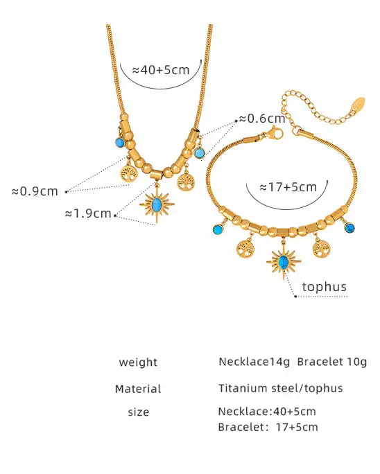 Stainless Steel Bohemian Vintage Necklace Bracelet Set 6