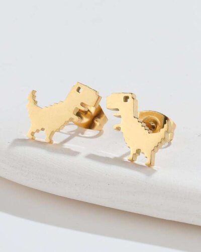 Stainless Steel Earring with Dinosaur Design