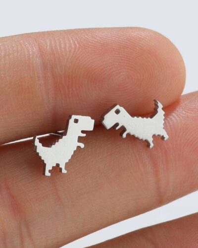 Alternativní pohled na Stainless Steel Earring with Dinosaur Design