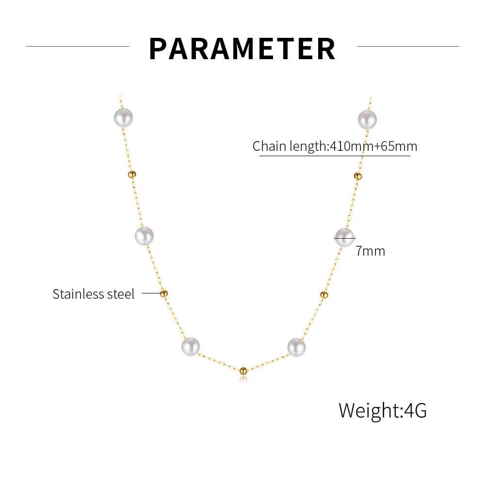 Stainless Steel French Vintage Gold Pearl Necklace 9