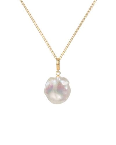 Stainless Steel Freshwater Baroque Pearl Necklace Snake Chain 3