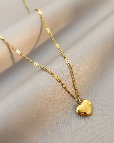 Stainless Steel Heart Pendant Necklace Engraved with Love