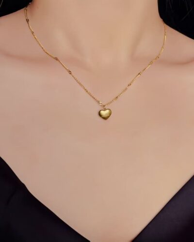 Stainless Steel Heart Pendant Necklace Engraved with Love