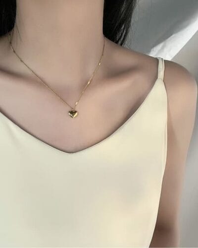 Stainless Steel Heart Pendant Necklace Engraved with Love