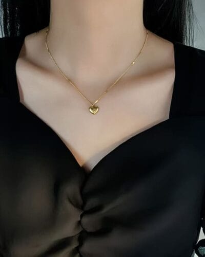 Stainless Steel Heart Pendant Necklace Engraved with Love