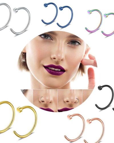 Alternativní pohled na Stainless Steel Nose Rings with Multicolor Wholesale