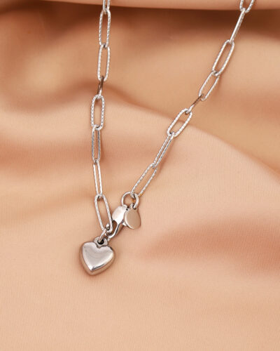 Alternativní pohled na Stainless Steel Paperclip chain Necklace with a Heart Pendant