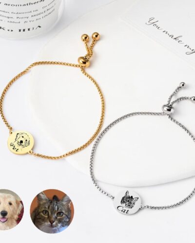 Pet Photo Personalized Bracelets for Couples Adjustable