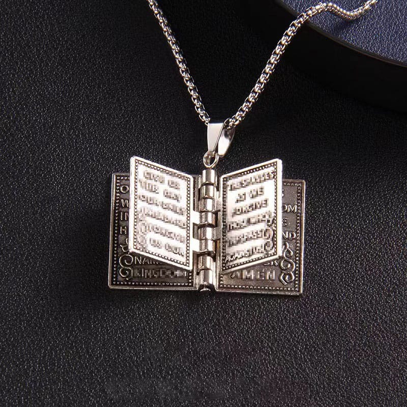 Statement Gothic Stainless Steel The Bible Pendant Necklace