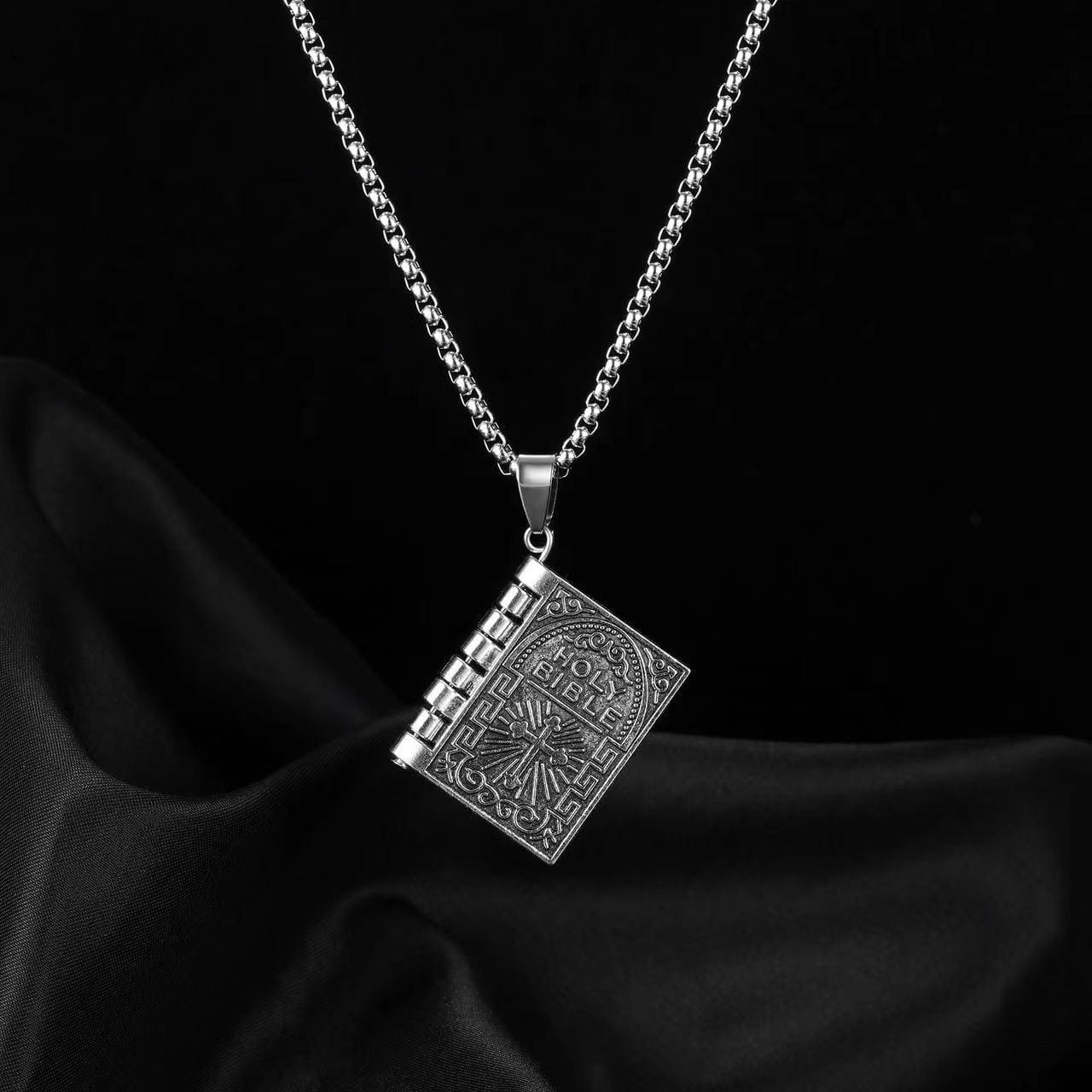 Statement Gothic Stainless Steel The Bible Pendant Necklace 3